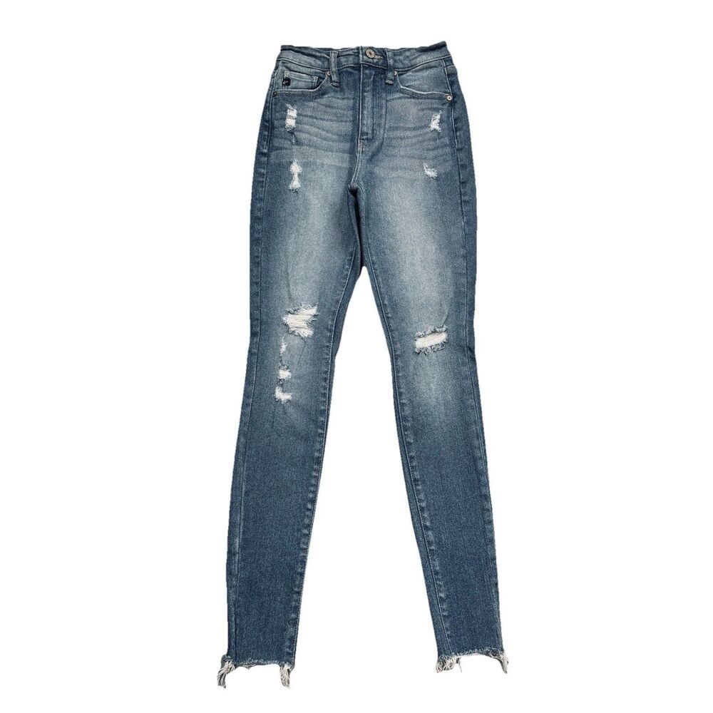 Kancan High Rise Skinny Jeans 23 (23x28) Blue Distressed Denim Stretch Womens